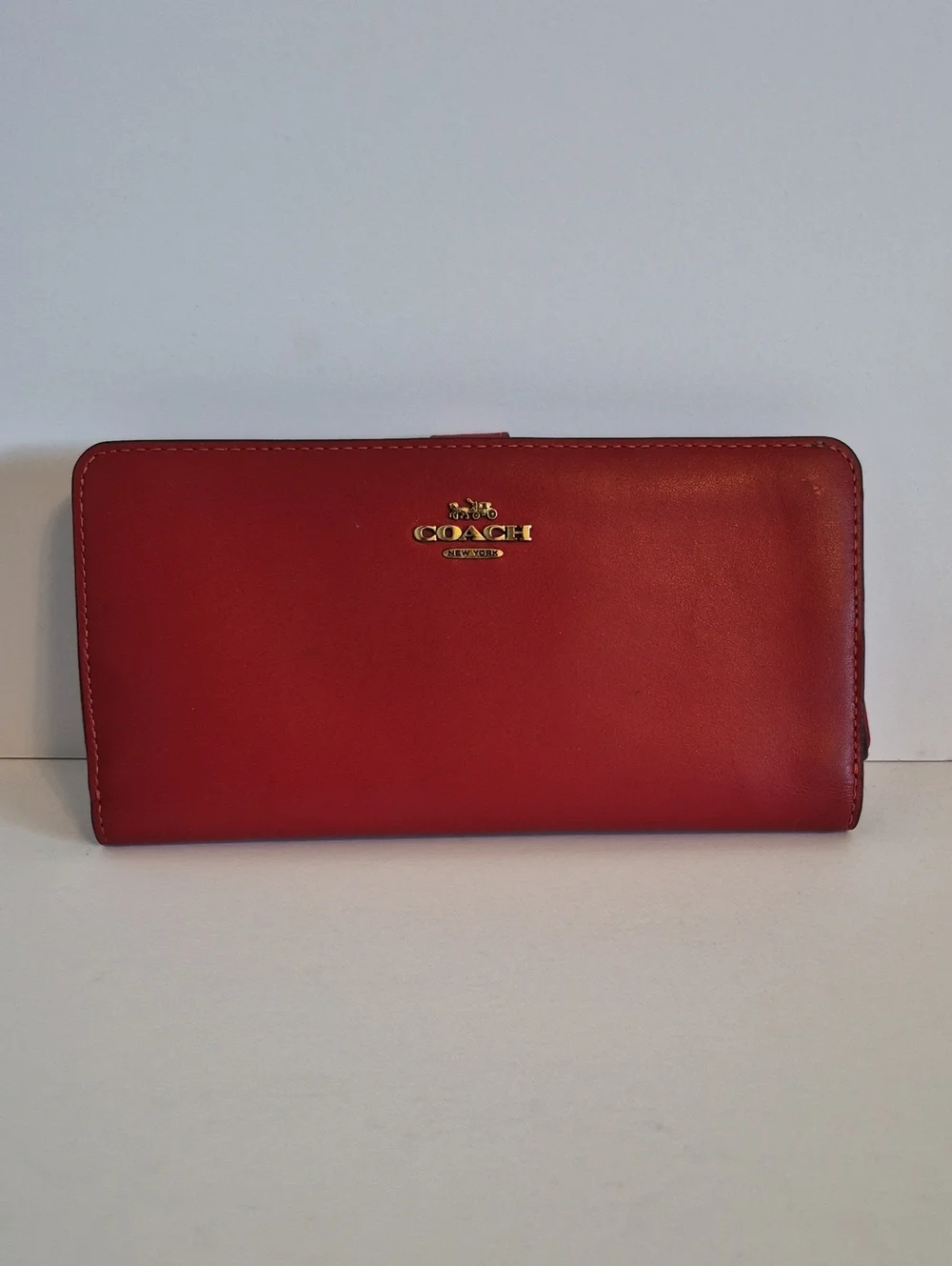 Red Coach Wallet Card Organizer Cash Check 7.5 Inch